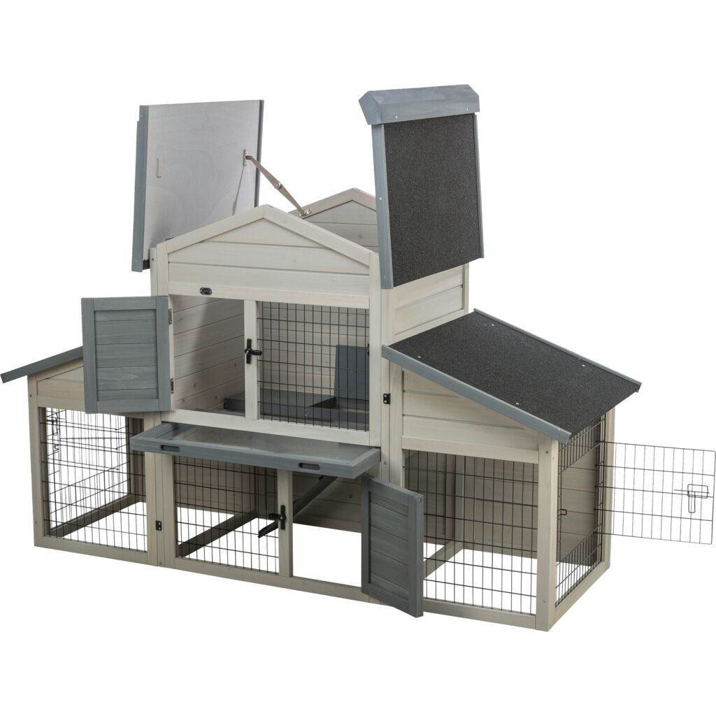 Trixie Small Animal Hutch with Enclosure – 175 × 110 × 70 cm, grey – image 5