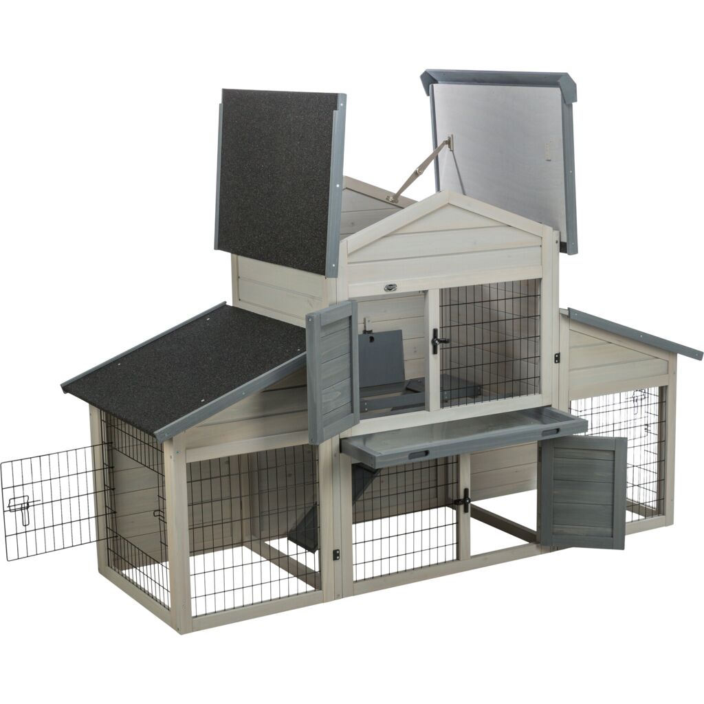 Trixie Small Animal Hutch with Enclosure – 175 × 110 × 70 cm, grey – image 6