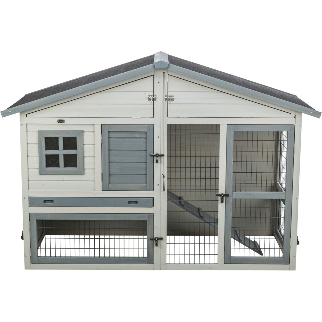 Trixie Small Animal Hutch with Enclosure – 168 × 115 × 75 cm, grey – image 2