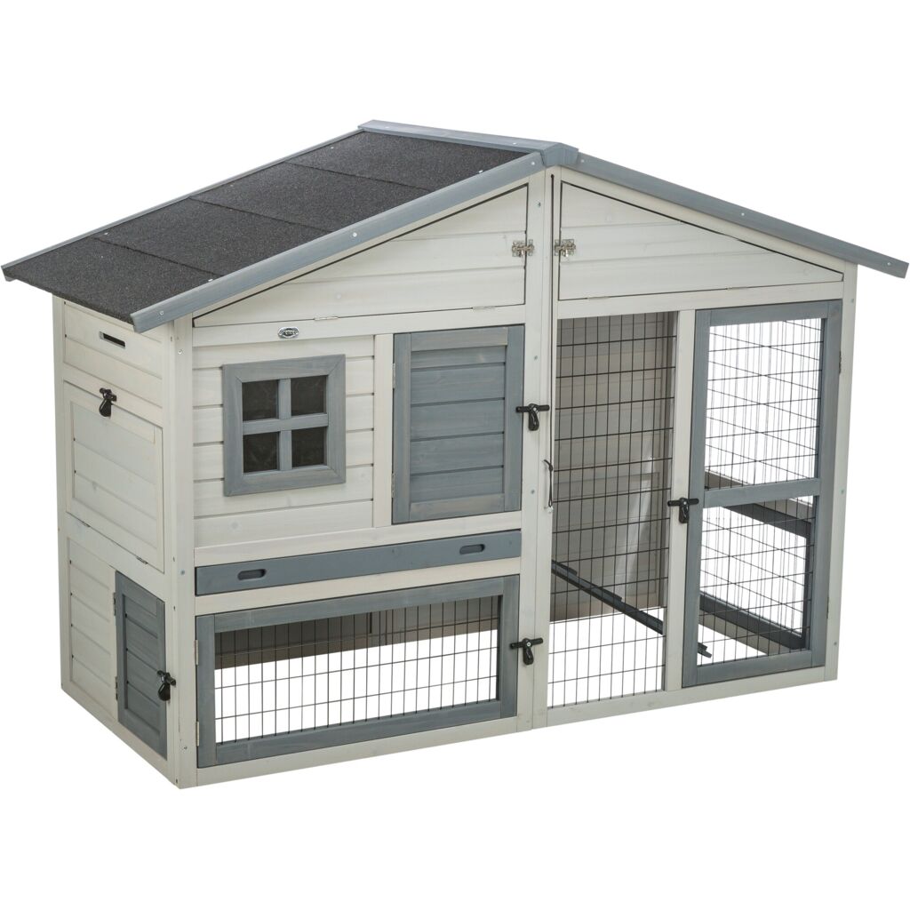 Trixie Small Animal Hutch with Enclosure – 168 × 115 × 75 cm, grey – image 3