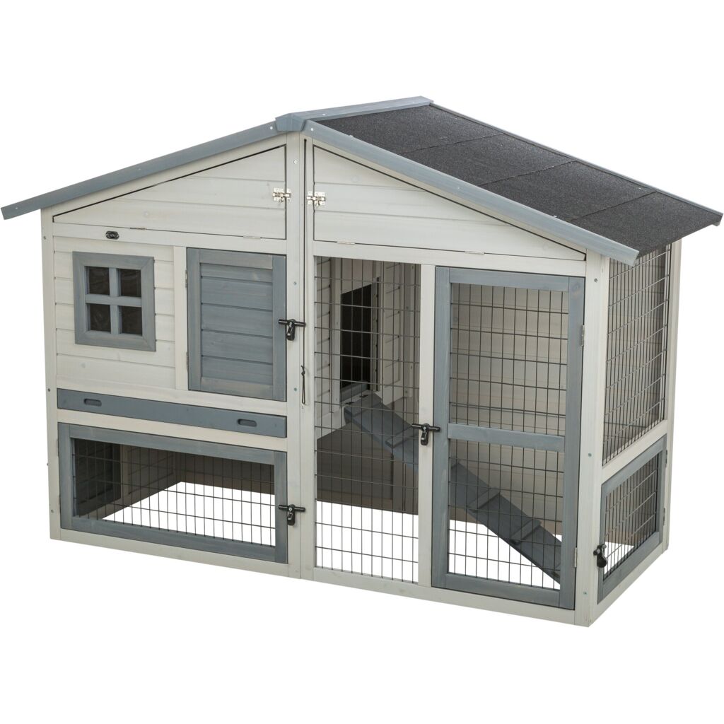 Trixie Small Animal Hutch with Enclosure – 168 × 115 × 75 cm, grey – image 4