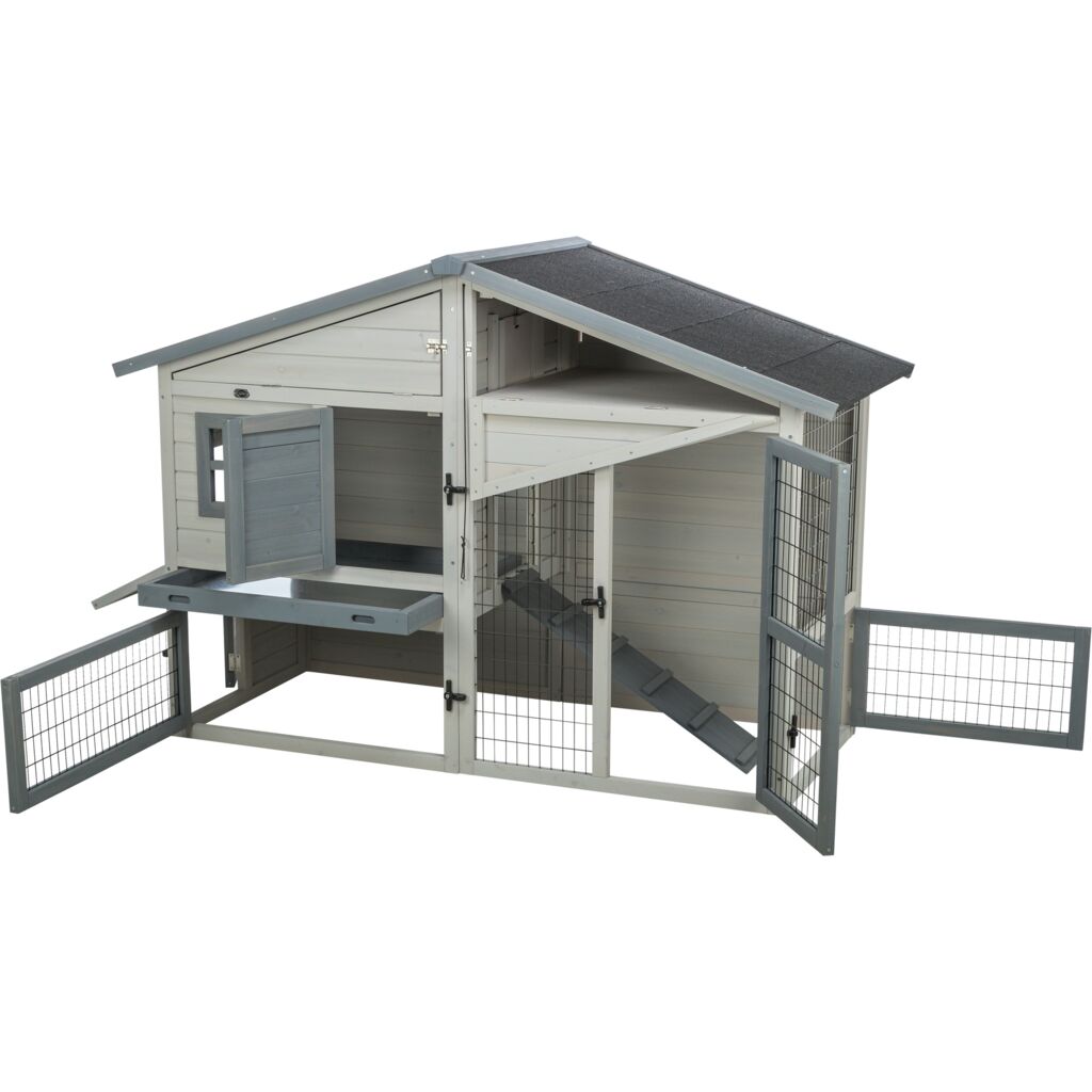 Trixie Small Animal Hutch with Enclosure – 168 × 115 × 75 cm, grey – image 6