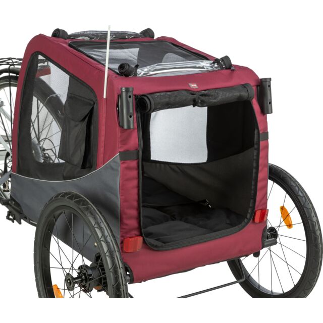 Trixie Bicycle trailer for dogs - 12814 M  63 × 68 × 75/137 cm up to: 22 kg  10 kg black/red Internal dimensions: 43 × 45 × 73 cm