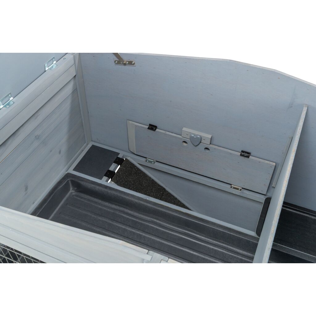 Trixie Small Animal Hutch with Enclosure – 124 × 102 × 78 cm, grey – image 4