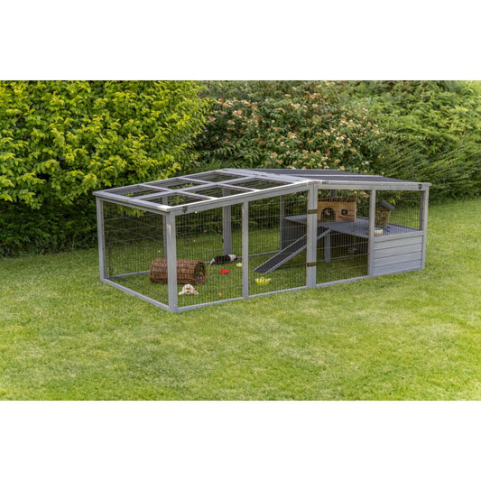 Trixie Outdoor Run XL with Cover – 233 × 79 × 116 cm, grey
