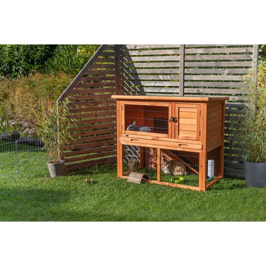 Trixie Small Animal Hutch with Enclosure – 116 × 97 × 63 cm, brown