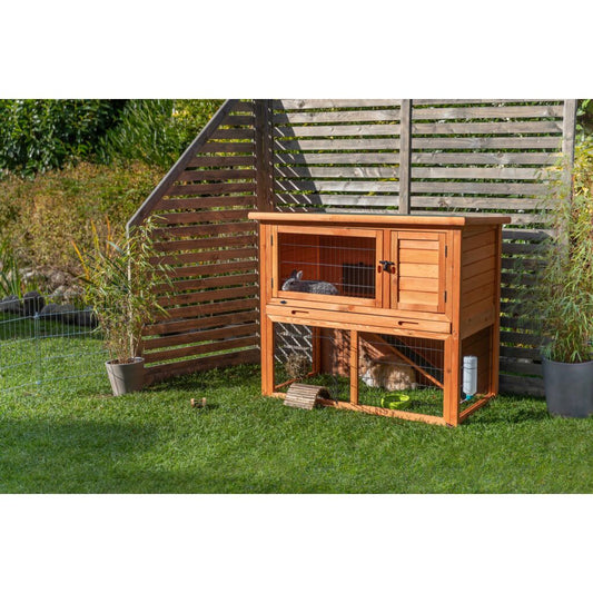Trixie Small Animal Hutch with Enclosure – 116 × 97 × 63 cm, brown