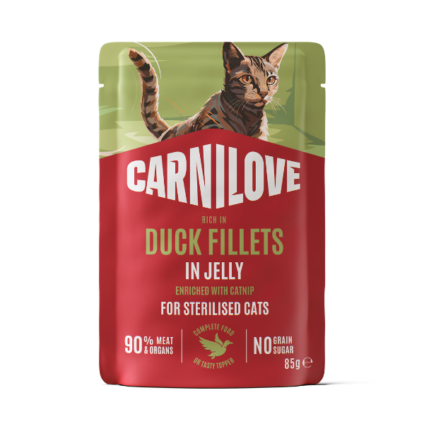 Carnilove Jelly Duck with Catnip Cat Pouch 85g - 24x85g