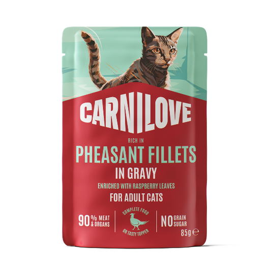 Carnilove Gravy Pheasant with Raspberry Leaves Cat Pouch 85g - 24x85g
