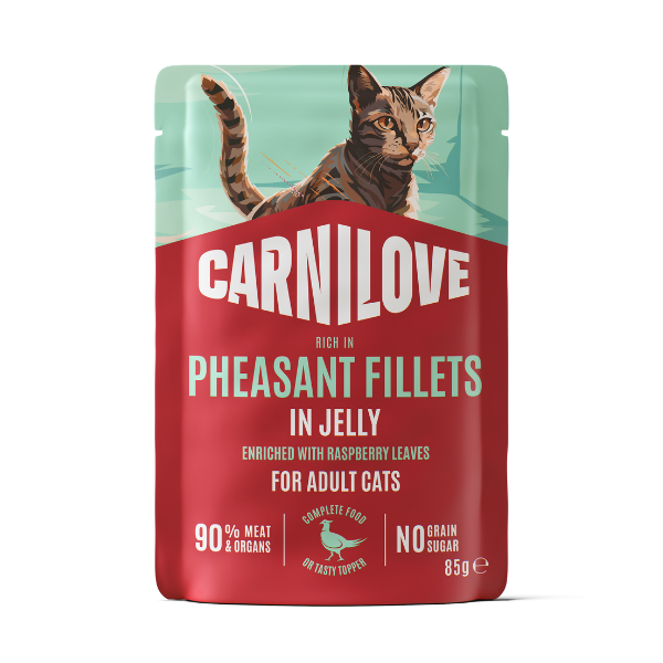 Carnilove Jelly Pheasant with Raspberry Leaves Cat Pouch 85g - 24x85g