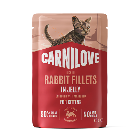 Carnilove Jelly Rabbit with Marigold Kitten Pouch 85g - 24x85g