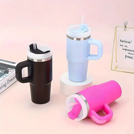 Personalised Pet Parent Travel Tumbler with Straw – 400ml Stainless Steel Cup - Light Pink / Name Only