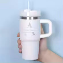 Personalised Pet Parent Travel Tumbler with Straw – 400ml Stainless Steel Cup - White / Name Only