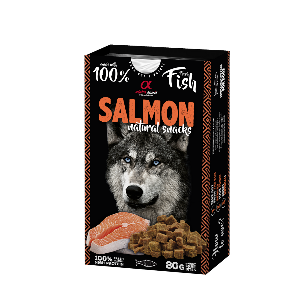 Alpha Spirit Salmon Natural Dog Treats (80g) - North East Pet Shop