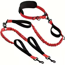 Explosive Double Dog Running Lead - rose-red
