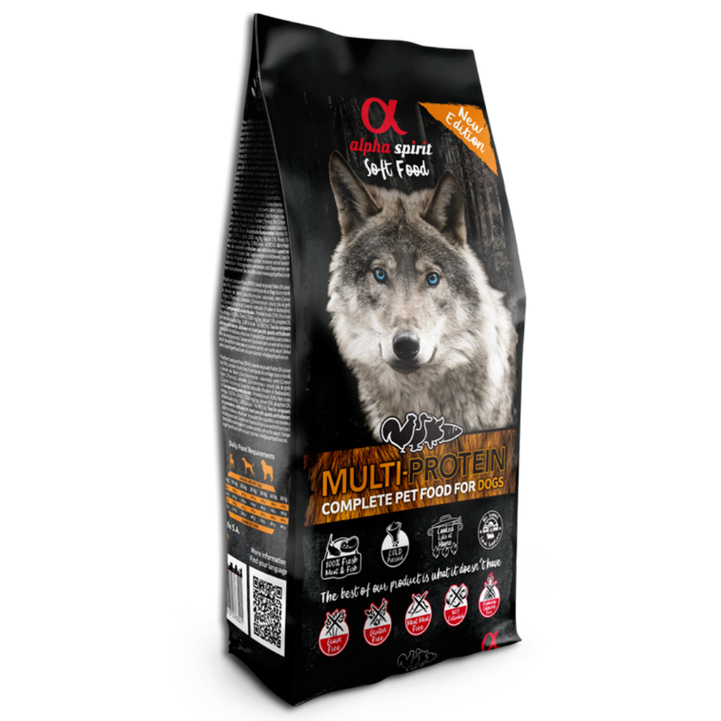 Alpha Spirit Semi-moist Multiprotein Complete Dog Food in Bag 1.5kg - North East Pet Shop