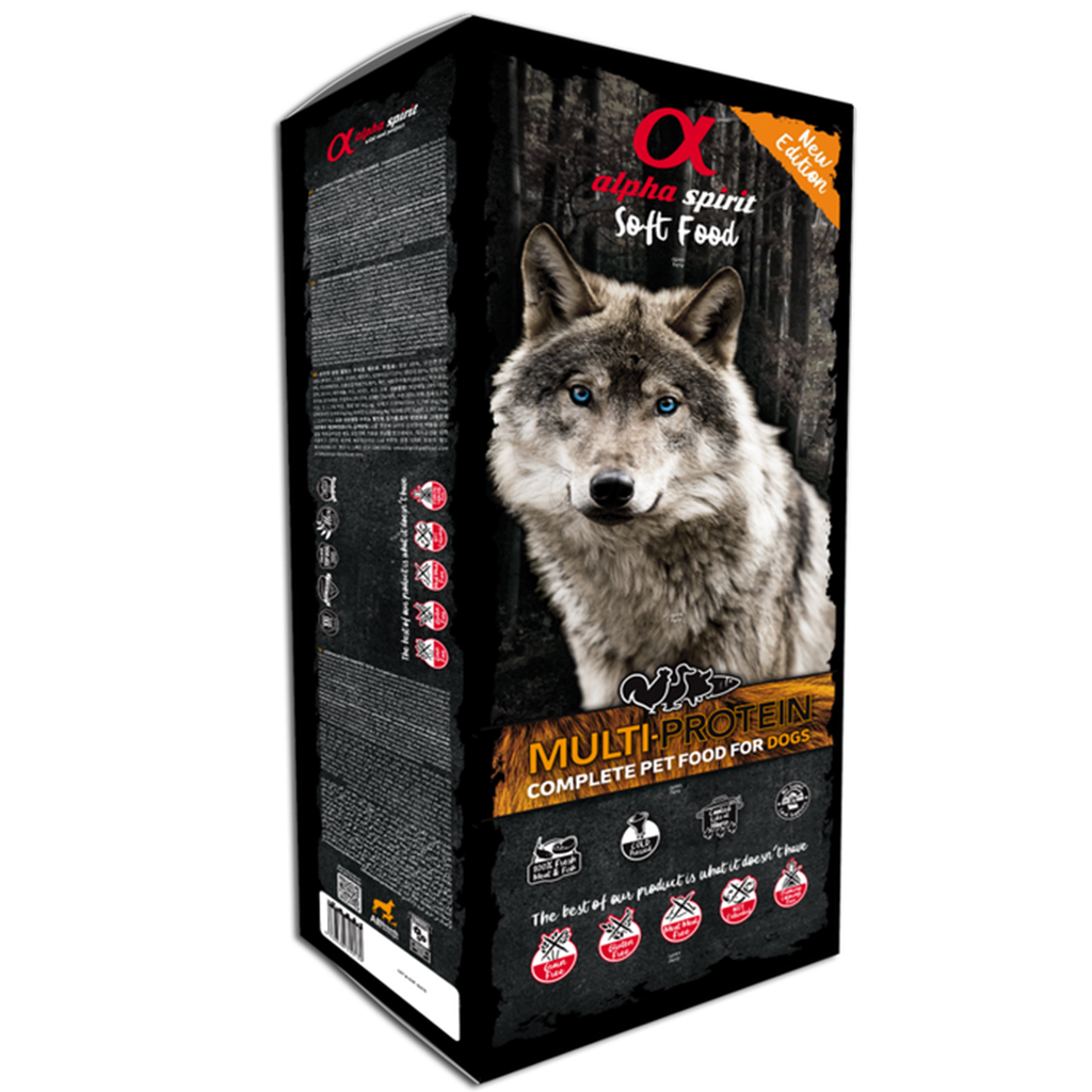 Alpha Spirit Semi-moist Multiprotein Complete Dog Food Carton Box/Ind Trays 9kg - North East Pet Shop