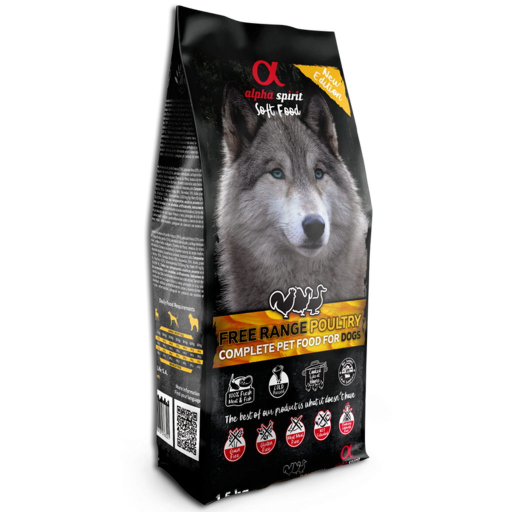 Alpha Spirit Semi-moist Poultry Complete Dog Food in Bag 1.5kg - North East Pet Shop