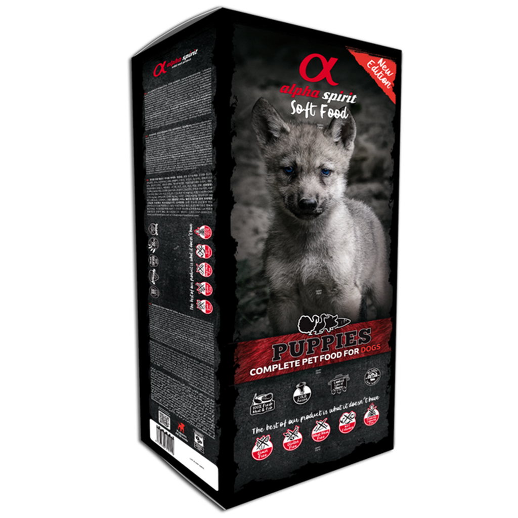 Alpha Spirit Semi-moist Puppies Complete Dog Food Carton Box/Ind Trays 9kg - North East Pet Shop