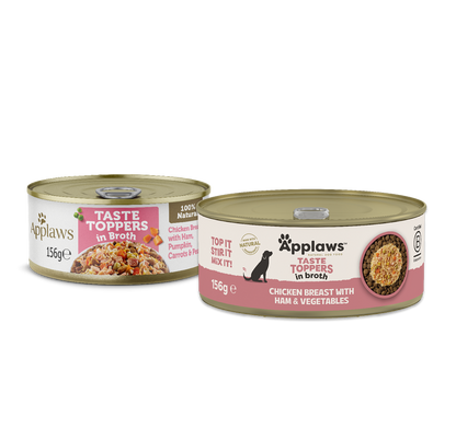 Applaws Taste Toppers Chicken Breast with Ham & Vegetables in Broth, 156g
