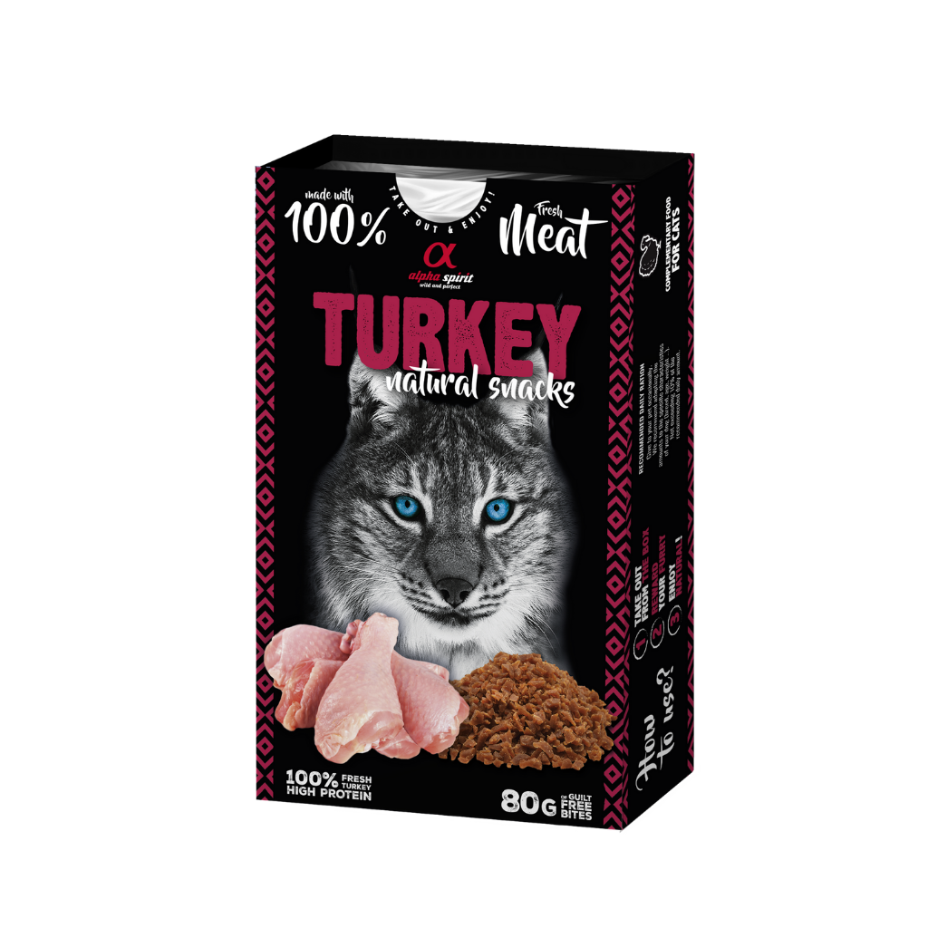 Alpha Spirit Turkey Natural Cat Treats (80g) - North East Pet Shop