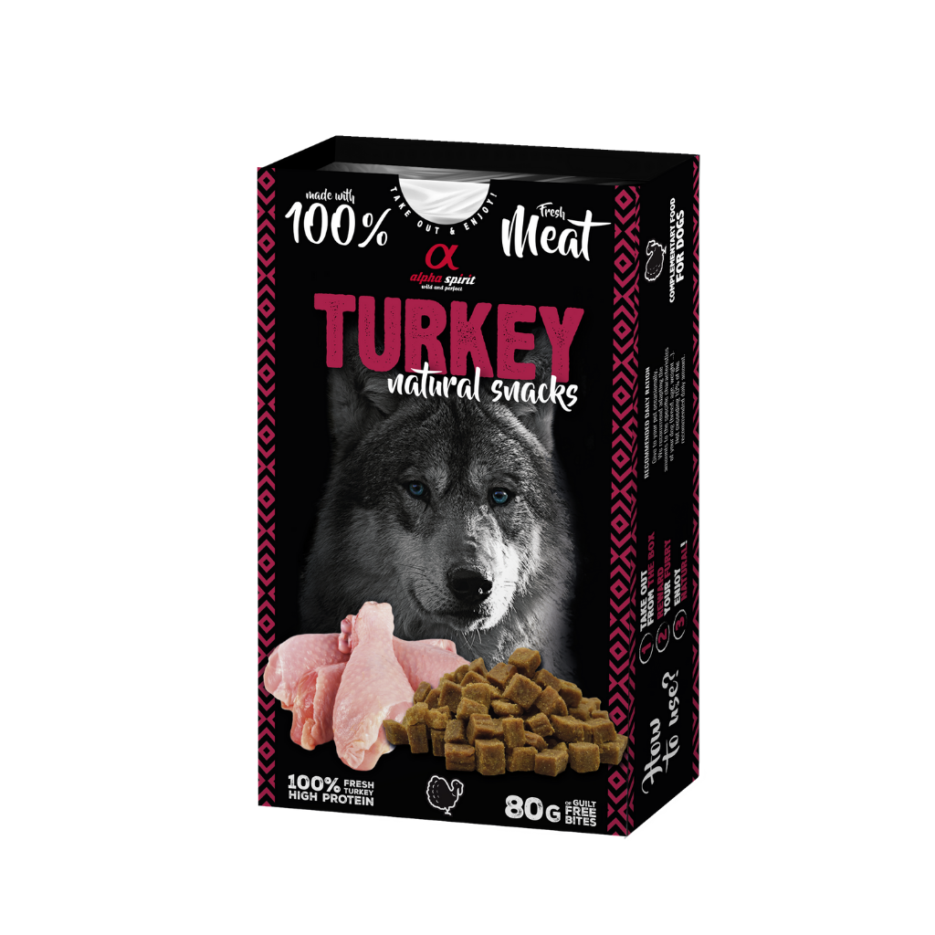 Alpha Spirit Turkey Natural Dog Treats (80g) - North East Pet Shop