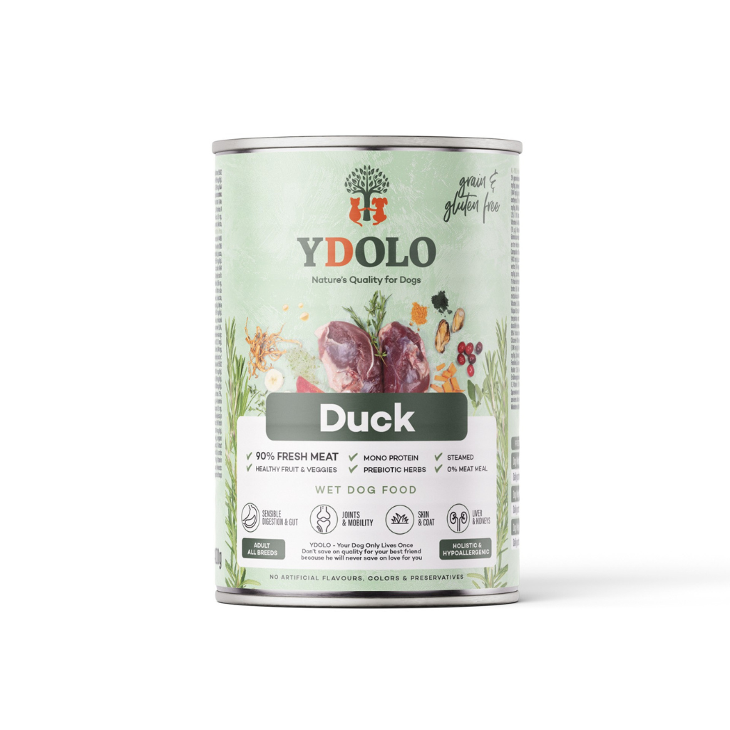 YDOLO Duck Complete Wet Food for Dogs – Healthy and Pure (6 x 400g) - North East Pet Shop