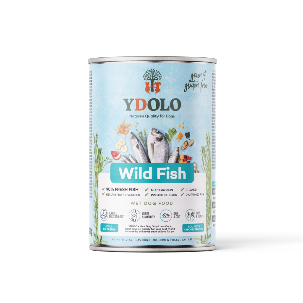 YDOLO Wild Fish Complete Wet Food for Dogs – Healthy and Pure (6 x 400g) - North East Pet Shop
