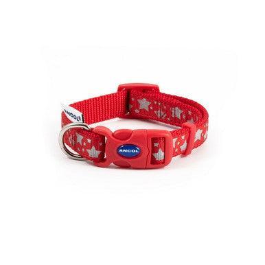 Ancol Fashion Reflective Stars Red Adj Collar 20-30cm - North East Pet Shop ANCOL
