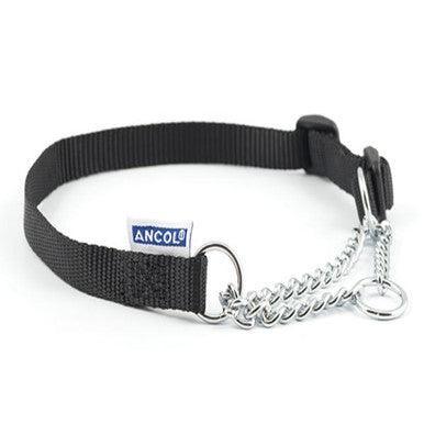 Ancol Nylon Check Chain Collar Black 55-75cm Size 7-10 - North East Pet Shop ANCOL