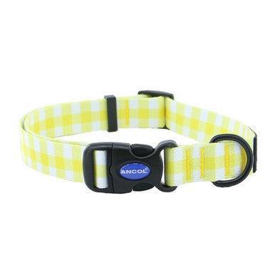 Ancol Soho Yellow Check Patterned Collar Small - North East Pet Shop ANCOL
