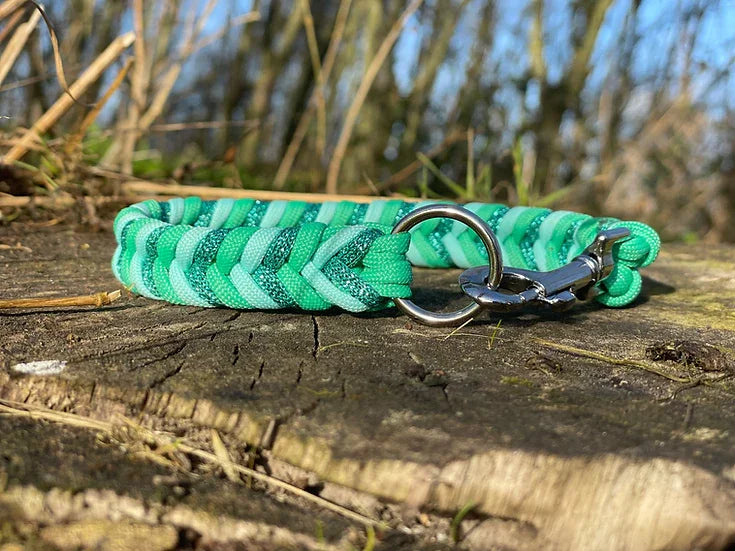 Aquamarine - Handmade Paracord Dog Collar - Small 9-12" / Nickel / Normal Clasp