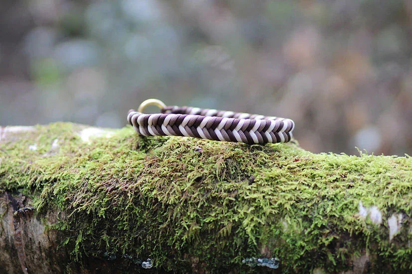 Lingmoor Fell braided - Handmade Paracord Dog Collar - Small 9-12" / Nickel / Normal Clasp