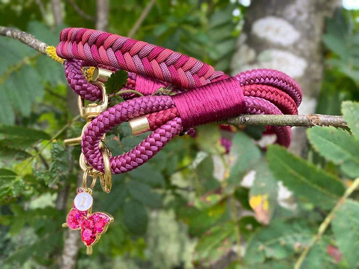 Mulled Wine Braided Collar - Handmade Paracord Dog Collar - Small 9-12" / Nickel / Normal Clasp