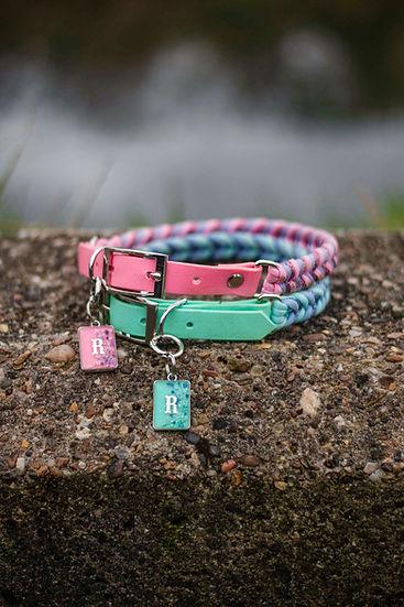 Blossom & Breeze Braided Blossom (Pink) - Handmade Paracord Dog Collar - Small 9-12" / Nickel / Normal Clasp