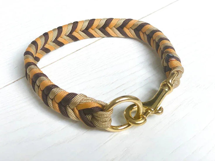 Aurelia Skies Braided Collar - Handmade Paracord Dog Collar - Small 9-12" / Nickel / Normal Clasp