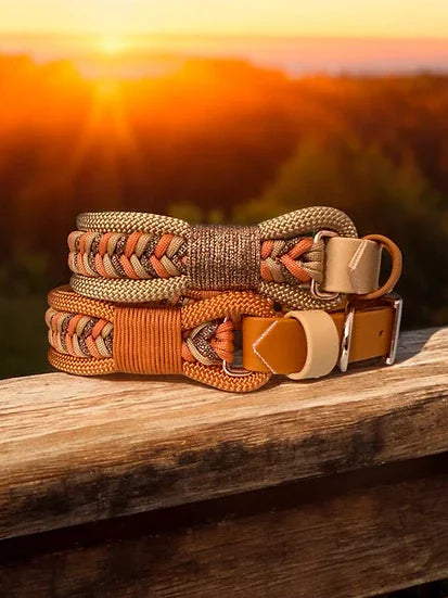 Deluxe Collar - Handmade Paracord Dog Collar - 14-17" / Nickel