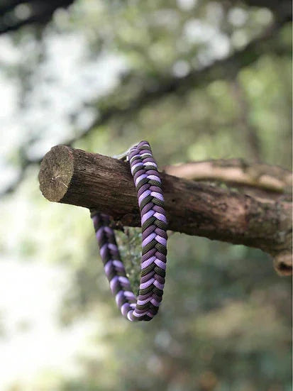 Lavender Sage Braided Collar - Handmade Paracord Dog Collar. - Small 9-12" / Nickel / Normal Clasp