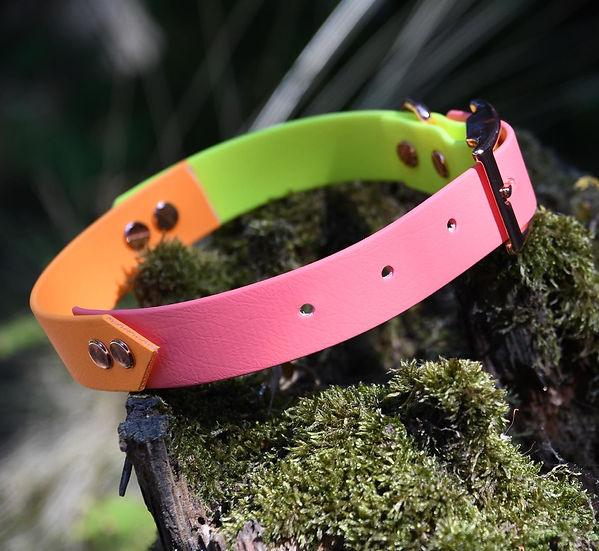 Three Tone Collar - Handmade Three Tone Biothane Dog Collar. - 19mm / 9-12" / Black