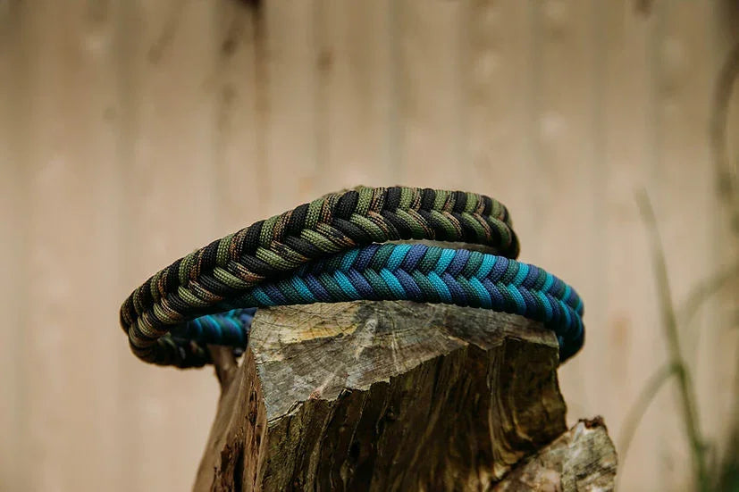 Wild Wonders Braided Collar (Green) - Handmade Paracord Dog Collar - Small 9-12" / Nickel / Normal Clasp