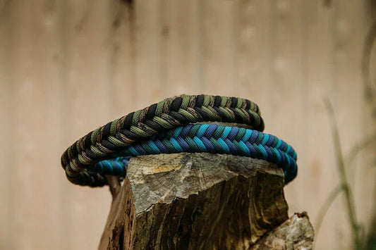 Wild Wonders Braided Collar (Green) - Handmade Paracord Dog Collar - Small 9-12" / Nickel / Normal Clasp
