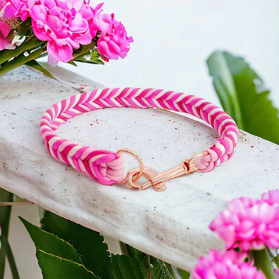 Candyfloss - Handmade Paracord Dog Collar - Small 9-12" / Nickel / Normal Clasp