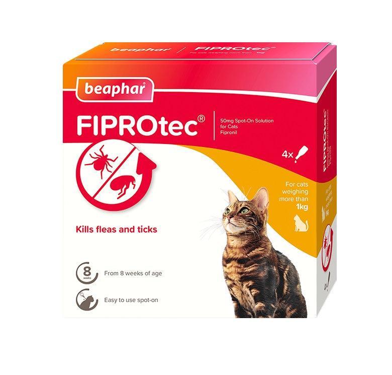 Beaphar FIPROtec Flea and Tick Spot On for Cats 4 pipettes