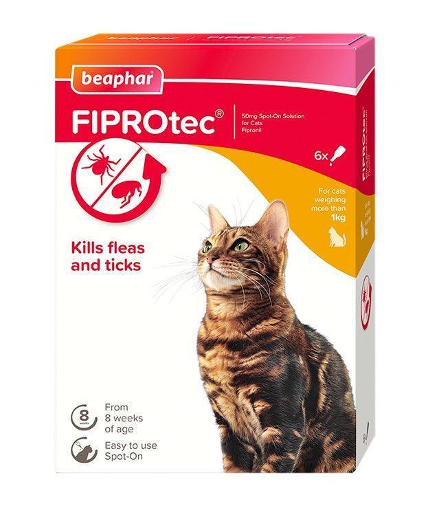 Beaphar FIPROtec Flea and Tick Spot On for Cats 6 pipettes