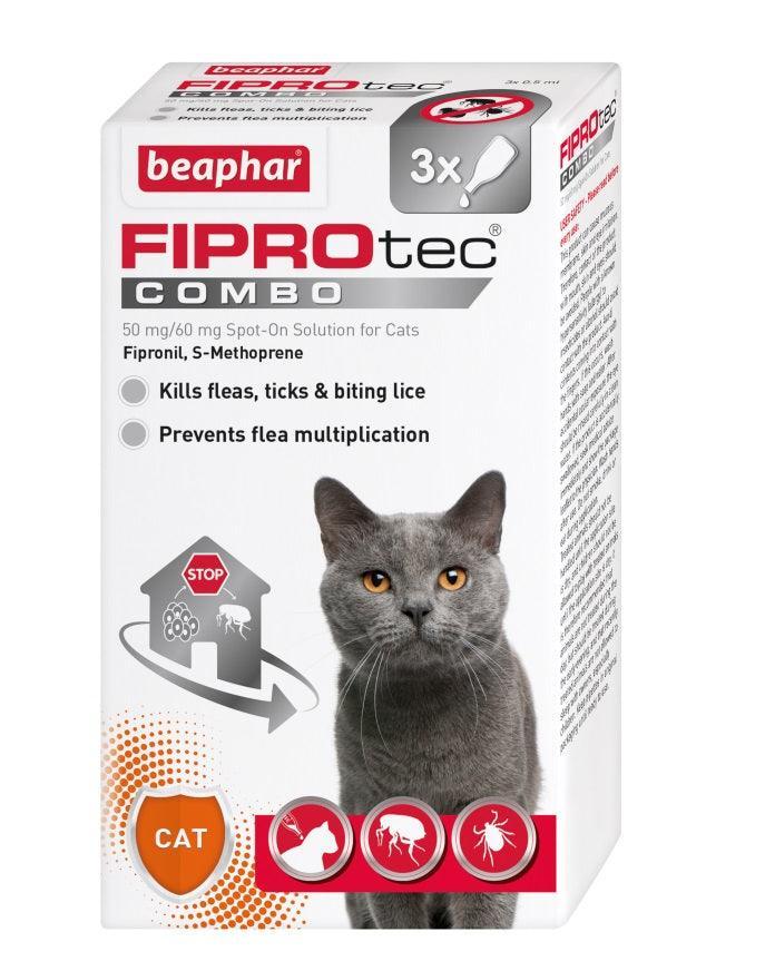 Beaphar FIPROtec COMBO Flea and Tick Spot On for Cats 3 pipettes