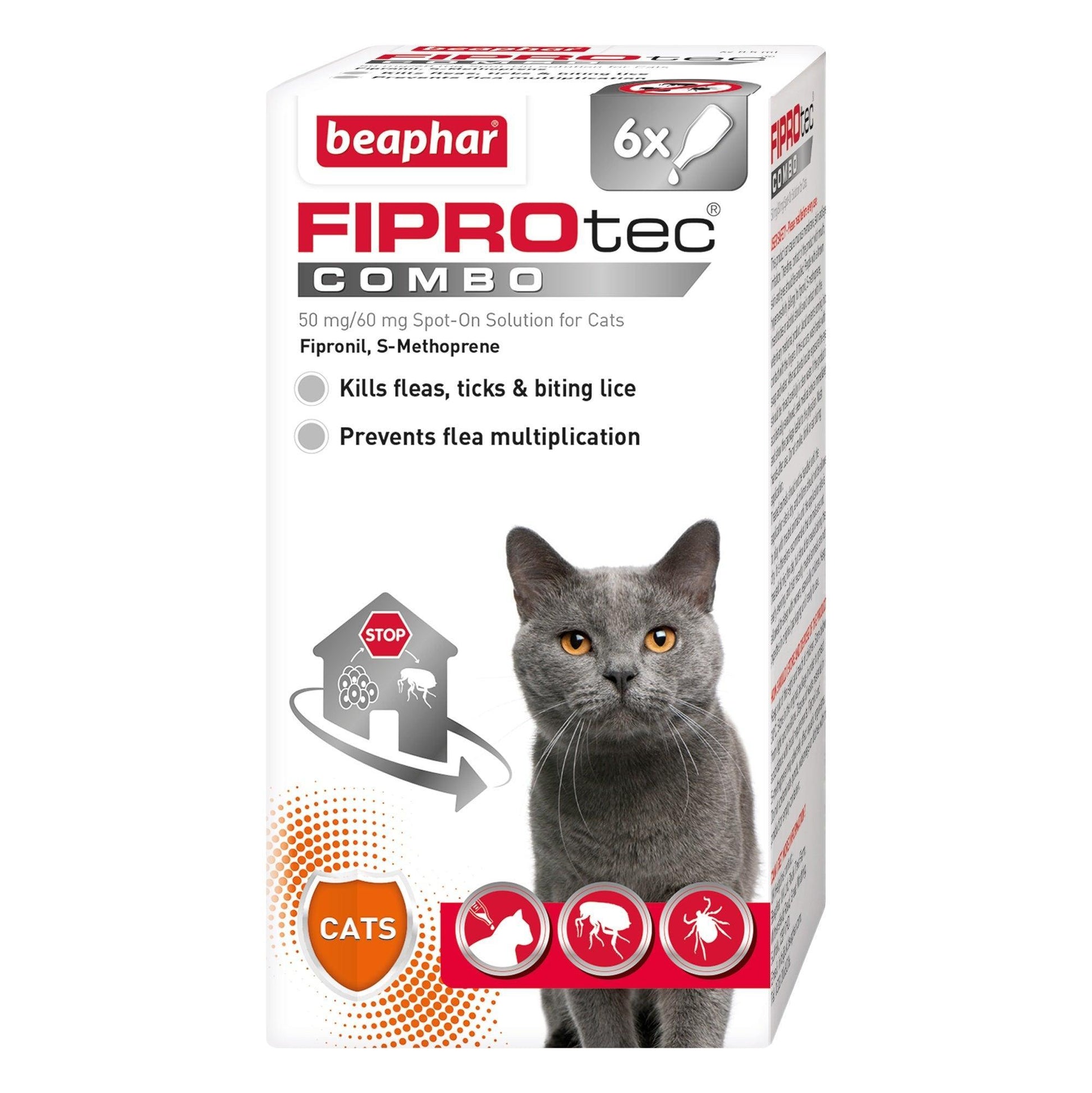Beaphar FIPROtec COMBO Flea and Tick Spot On for Cats 6 pipette