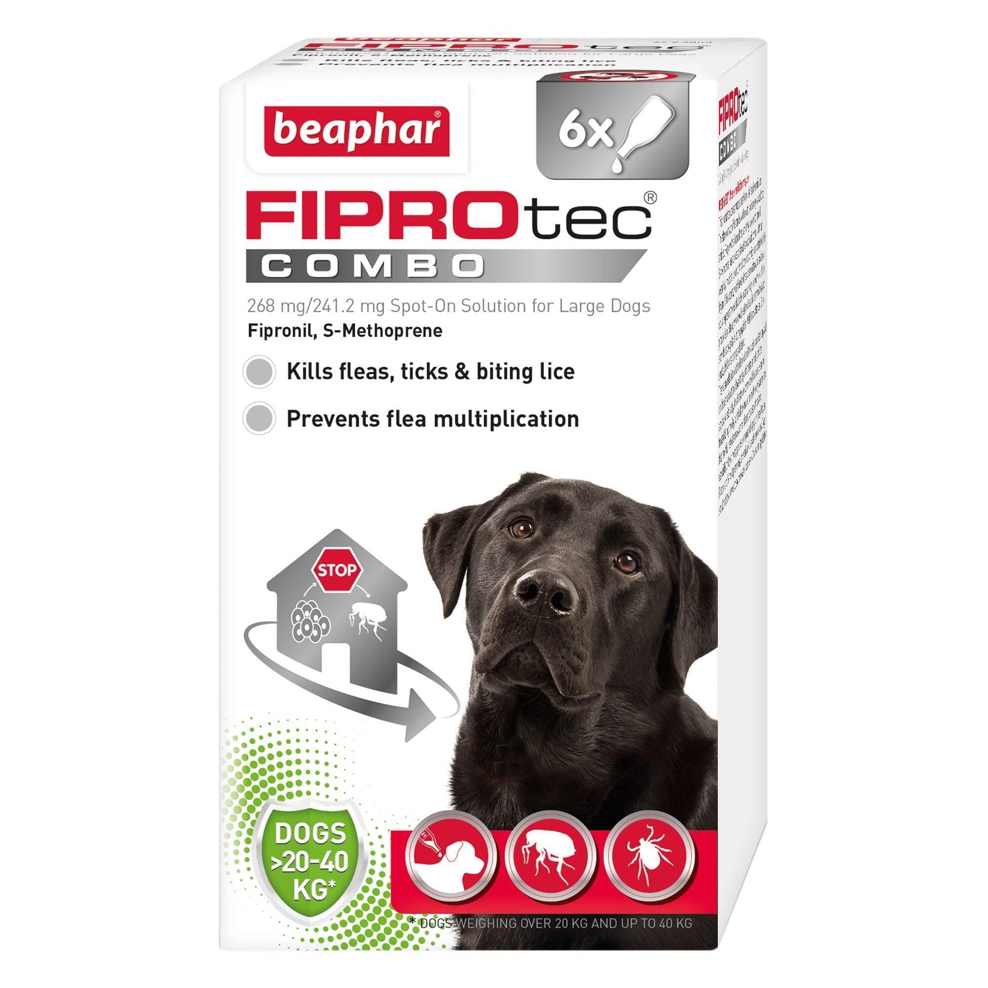 Beaphar FIPROtec COMBO Flea and Tick Spot On for Large Dogs 6 pipette