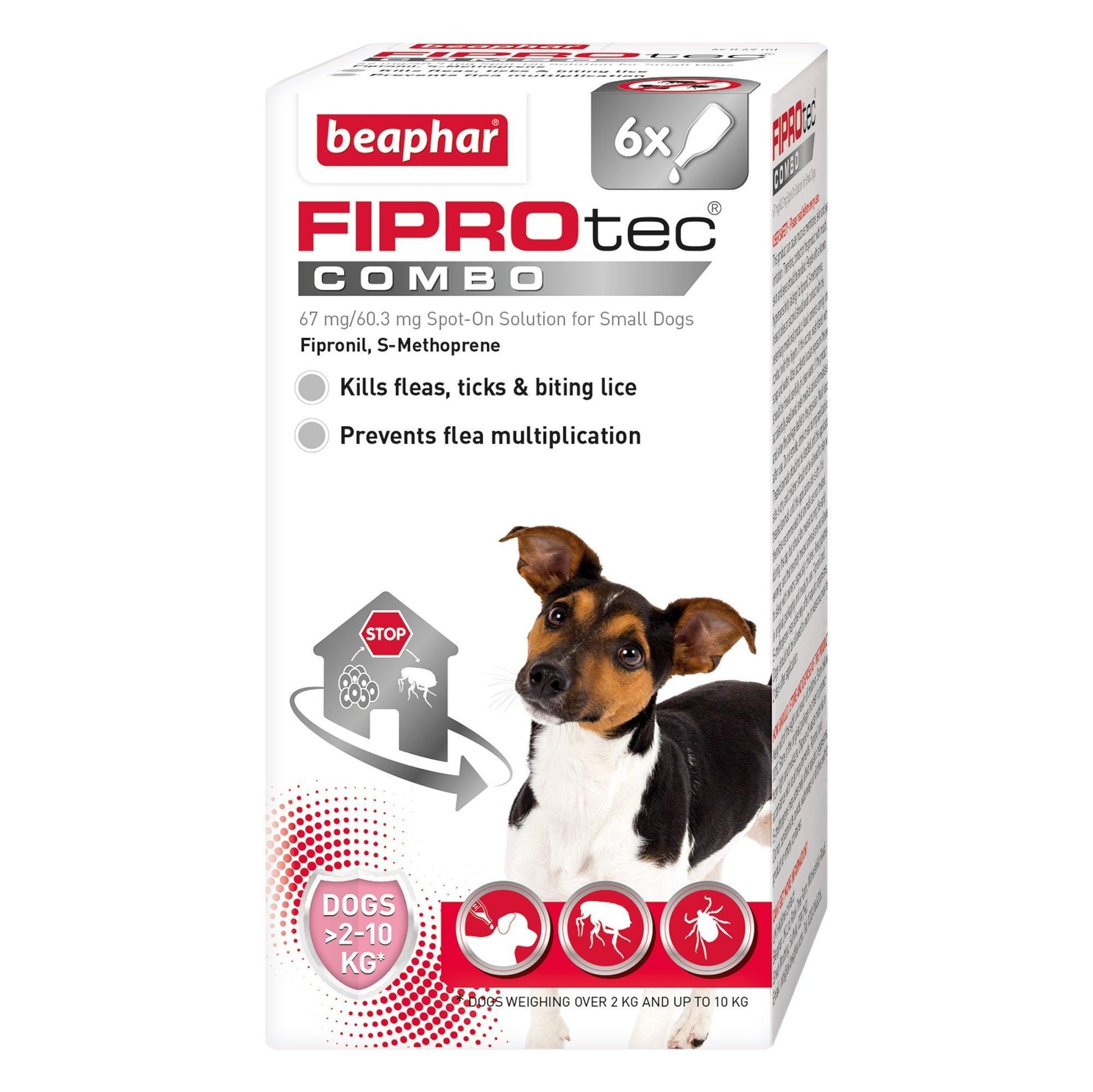 Beaphar FIPROtec COMBO Flea and Tick Spot On for Small Dogs 6 pipettes