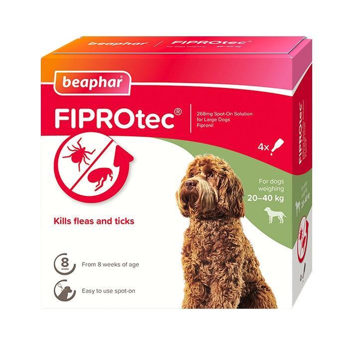 Beaphar FIPROtec Flea and Tick Spot On for Large Dogs (20-40kg) 4 pipettes