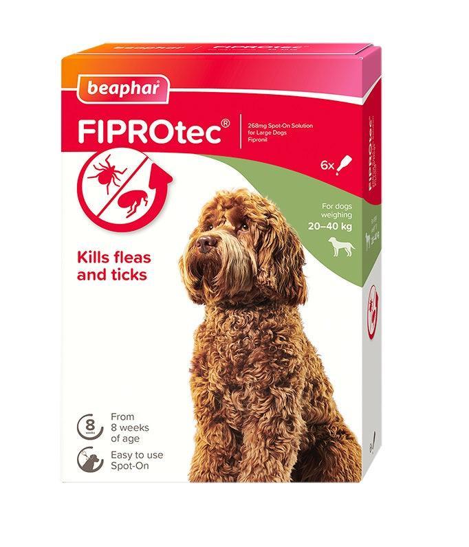 Beaphar FIPROtec Flea and Tick Spot On for Large Dogs (20-40kg) 6 pipettes